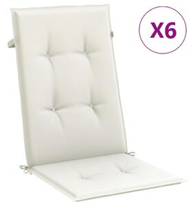 Perne scaun spătar înalt, 6 buc. melanj crem 120x50x4 cm textil