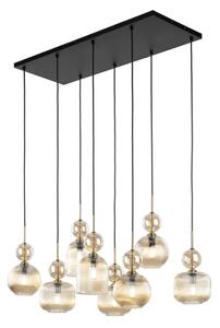 Candelabru suspendat pe cablu SOPHIA, 8xE14/10W/230V, negru/bej fumuriu