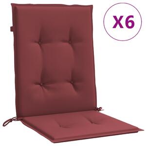 Perne scaun spătar mic 6 buc. melanj roșu vin 100x50x4cm textil