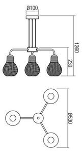 Redo 01-1579 - Candelabru suspendat pe cablu EDISON 3xE27/42W/230V, diametru 53 cm, negru/cupru