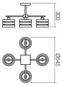 Redo 01-627 - Lustră cu tijă KIM, 4 x E14, 28 W, 230 V, crom lucios/negru