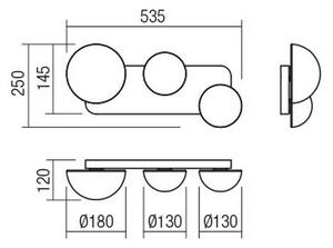 Aplica de perete Redo LUMIEN 01-2472, 3x G9, 10 W, 230 V, auriu/alb