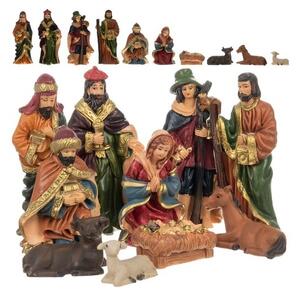 Set 10 figurine de Craciun, Nasterea Domnului, confectionate din rasina, multicolor