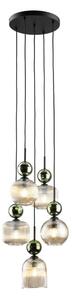 Lustră suspendată SOPHIA, 5 x E14, 10 W, 230 V, negru/verde/bej fumuriu