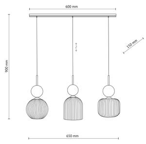 Corp de iluminat suspendat pe cablu SOPHIA 3xE14/10W/230V negru/verde/bej fumuriu