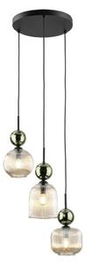 Lustră pe cablu SOPHIA, 3xE14/10W/230V, negru/verde/bej fumuriu