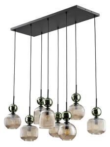 Candelabru pe cablu SOPHIA 8xE14/10W/230V negru/verde/bej fumuriu