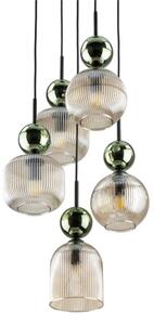 Lustră suspendată SOPHIA, 5 x E14, 10 W, 230 V, negru/verde/bej fumuriu