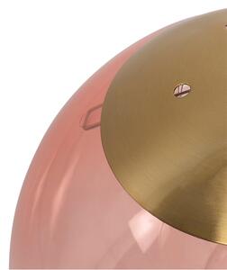 Lampă suspendată Art Deco din alamă cu sticlă roz cu 3 lumini - Pallon Mezzi