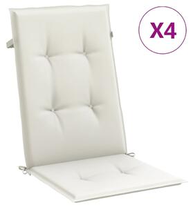 Perne scaun spătar înalt, 4 buc. melanj crem 120x50x4 cm textil