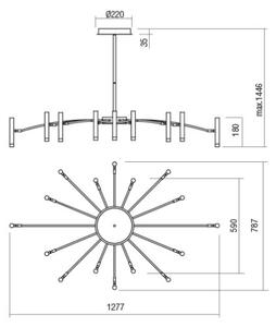 Redo 01-3450 - Lustru RAYEN cu tijă, LED dimabil, 80W, 230V, CRI 90, auriu