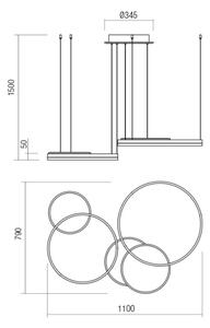 Redo 01-2608 - Lustra LED reglabilă suspendată pe cablu SIGUA, 114W, 230V, CRI 90, alb