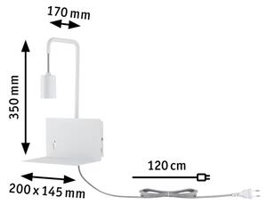 Paulmann 79812 - Lampă de perete CALVANI cu poliță și port USB, 1xE27/40W, 230V, albă