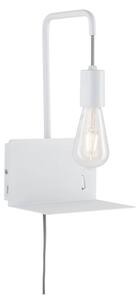 Paulmann 79812 - Lampă de perete CALVANI cu poliță și port USB, 1xE27/40W, 230V, albă