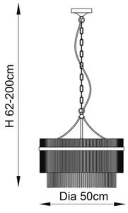 Endon 99166 - Candelabru MARIETTA cu lanț, 5xE14/7W/230V, alamă/sticlă clară