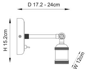 Aplica spot de perete HAL, 1xE27/10W/230V, alamă - Endon 97245