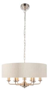 Endon 94357 - Candelabru suspendat pe lanț HIGHCLERE 6xE14/40W/230V bej/crom mat
