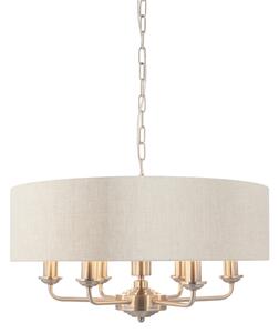 Endon 94357 - Candelabru suspendat pe lanț HIGHCLERE 6xE14/40W/230V bej/crom mat