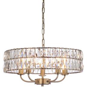 Endon 106244 - Candelabru suspendat CLIFTON pe lanț, 5xE14/6W/230V, alamă/sticlă clară