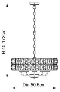 Endon 106244 - Candelabru suspendat CLIFTON pe lanț, 5xE14/6W/230V, alamă/sticlă clară