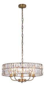 Endon 106244 - Candelabru suspendat CLIFTON pe lanț, 5xE14/6W/230V, alamă/sticlă clară