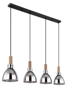 Globo 15550-4H - Lustră suspendată MATTEA pe cablu, 4xE27/6W/230V, negru/fumuriu