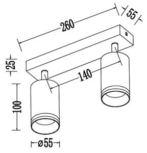 Spot PIPE 2xGU10/10W/230V, alb