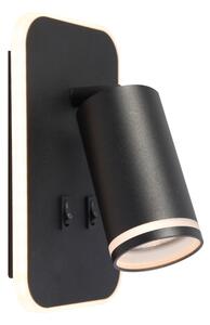 Aplica spot LED de perete PIPE, 1x GU10 (10W/230V) + LED integrat 6W, negru