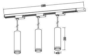 Pendul cu cablu pentru sistem de șină PIPE, 3xGU10/10W/230V, alb