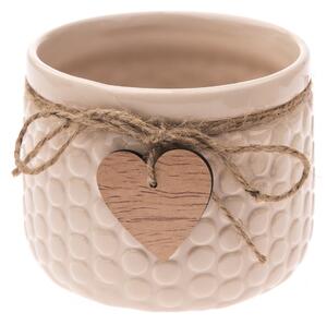 Mască de ghiveci din ceramică Heart, bej, , 9,7 x 12 cm