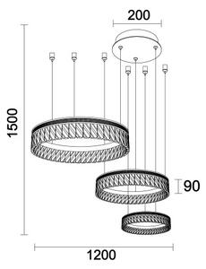 THALIA Lustră LED dimabilă cu cristale suspendată pe cablu LED/120W/230V 3000-6000K + telecomandă