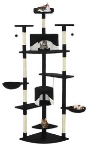 Ansamblu pisici, stâlpi din funie de sisal 203 cm Negru și alb