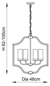 Endon 81914 - Candelabru EDREA suspendat pe lanț, 4xE14/6W/230V, alamă