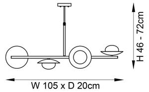Endon 92036 - Lustră suspendată pe cablu RUFFLE 4xG9/3W/230V alamă/negru