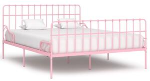 Cadru de pat cu bază din șipci, roz, 200 x 200 cm, metal