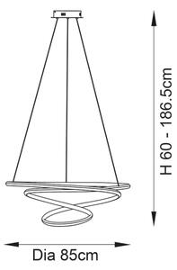 Endon 97639 - Lustră LED reglabilă suspendată pe cablu TWIRL LED/88W/230V 3000K, aurie