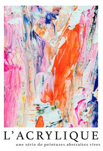 Artă imprimată L'acrylique No.1 (Modern Abstract Painting in Pink), (30 x 40 cm)