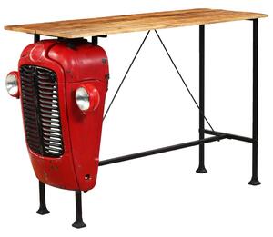 Masă bar, stil tractor, lemn masiv mango, roșu, 60x150x107 cm