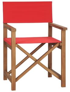 Scaun de regizor, roșu, lemn masiv de tec