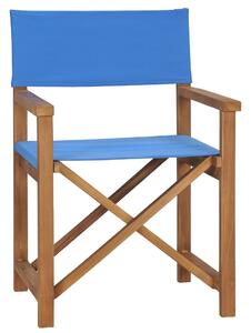 Scaun de regizor, albastru, lemn masiv de tec