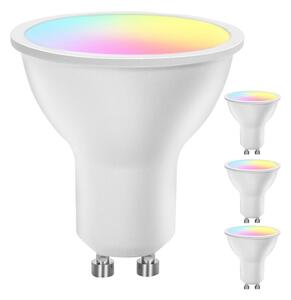 Set 4x Bec LED RGBW smart, cu intensitate reglabilă, GU10, 4,9W, 230V, 2700-6500K - Aigostar