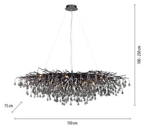 Paul Neuhaus 2031-18 - Lustră pe cablu ICICLE 15xG9/40W/230V 75x150 cm negru