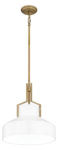 Quoizel QZ-BRECKEN-2P-AB-OPAL - Lustru pe tijă BRECKEN, 2xE27/60W/230V, auriu/alb