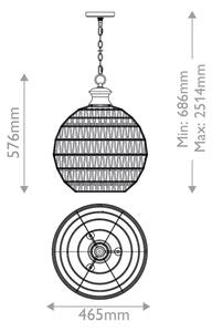 Quoizel QZ-CASABLANCA-3P-PBZ - Candelabru suspendat pe lanț CASABLANCA, 3xE27/60W/230V