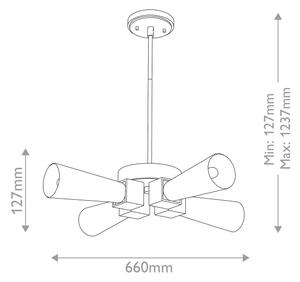 Elstead KRISTY-4P-DG-OPAL - Lustru pe tijă KRISTY 4xE27/40W/230V, cupru