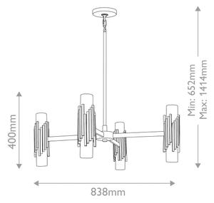 Elstead MARVELE8-AB-OPAL - Lustră MARVELE pe tijă, 8xE14/40W/230V, cu finisaj auriu