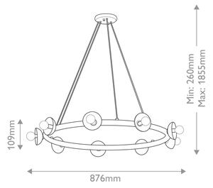 Kichler KL-PALTA9-CPZ - Candelabru suspendat pe cablu PALTA 9xE14/40W/230V auriu