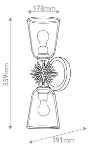Quoizel STARING-2WB-DG-CLEAR - Aplica de perete STARING 2xE27/40W/230V, cupru