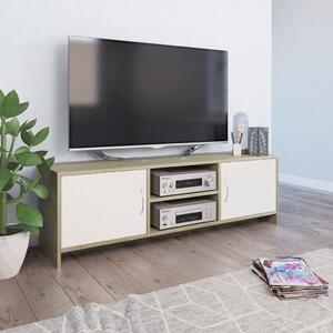 Comodă TV, alb și stejar Sonoma, 120x30x37,5, PAL