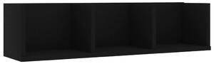 Raft de perete CD-uri, negru, 75 x 18 x 18 cm, PAL